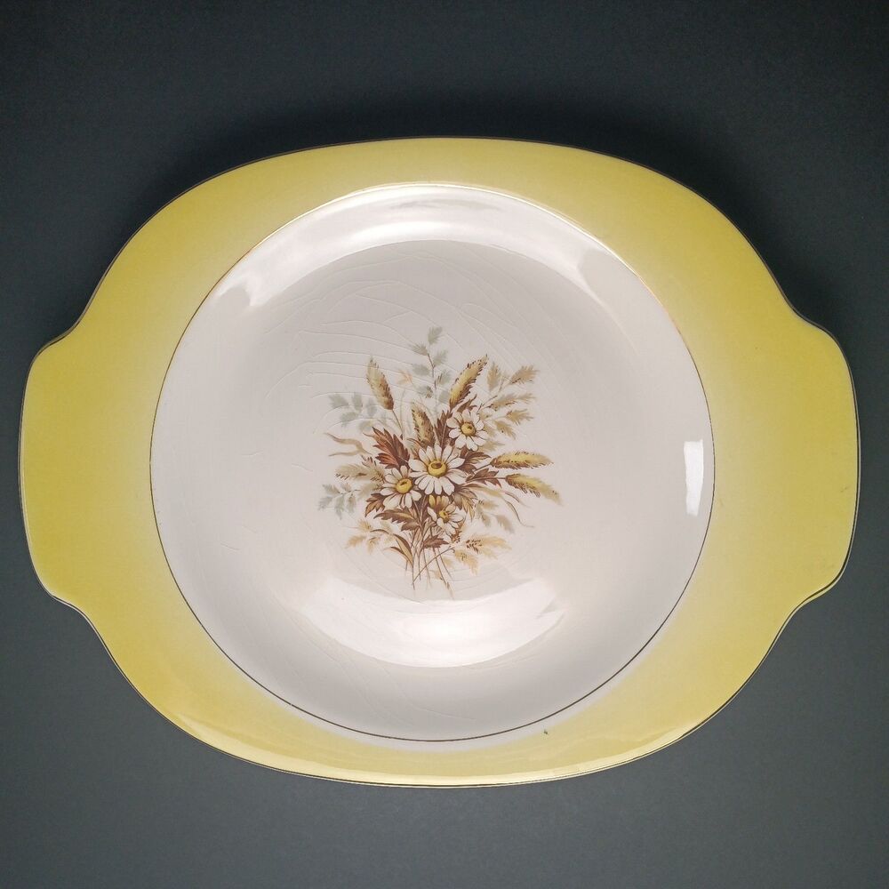 Vintage Cunningham & Pickett Sunglow Hand Decorated Floral Serving Tray Platter
